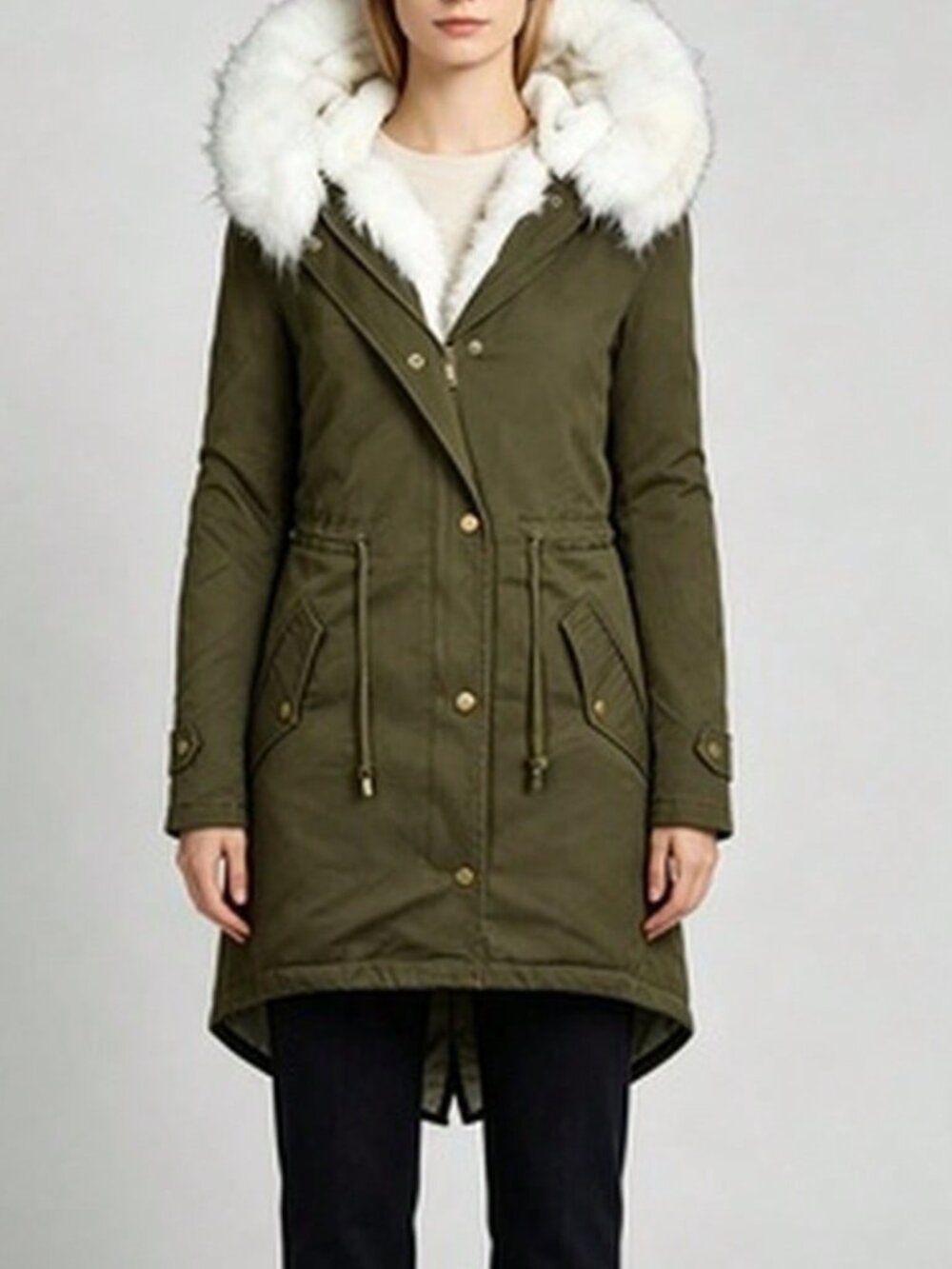 Army Green Casual Women's Cotton Coat